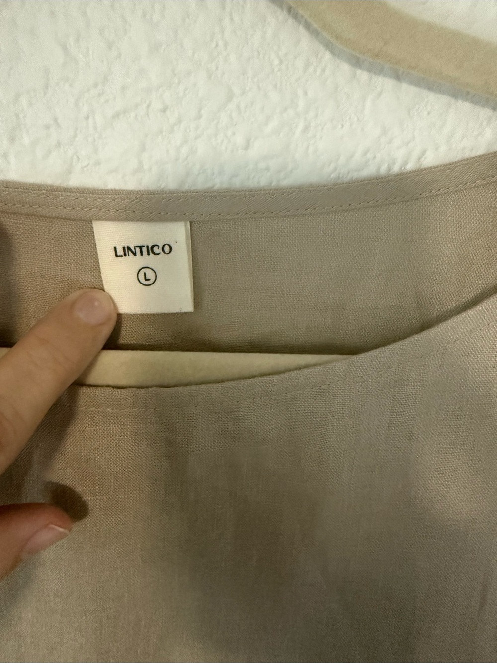 Lintico 100% Linen Relaxed Linen Pocket Tunic Top - Taupe Size L - Picture 6 of 16